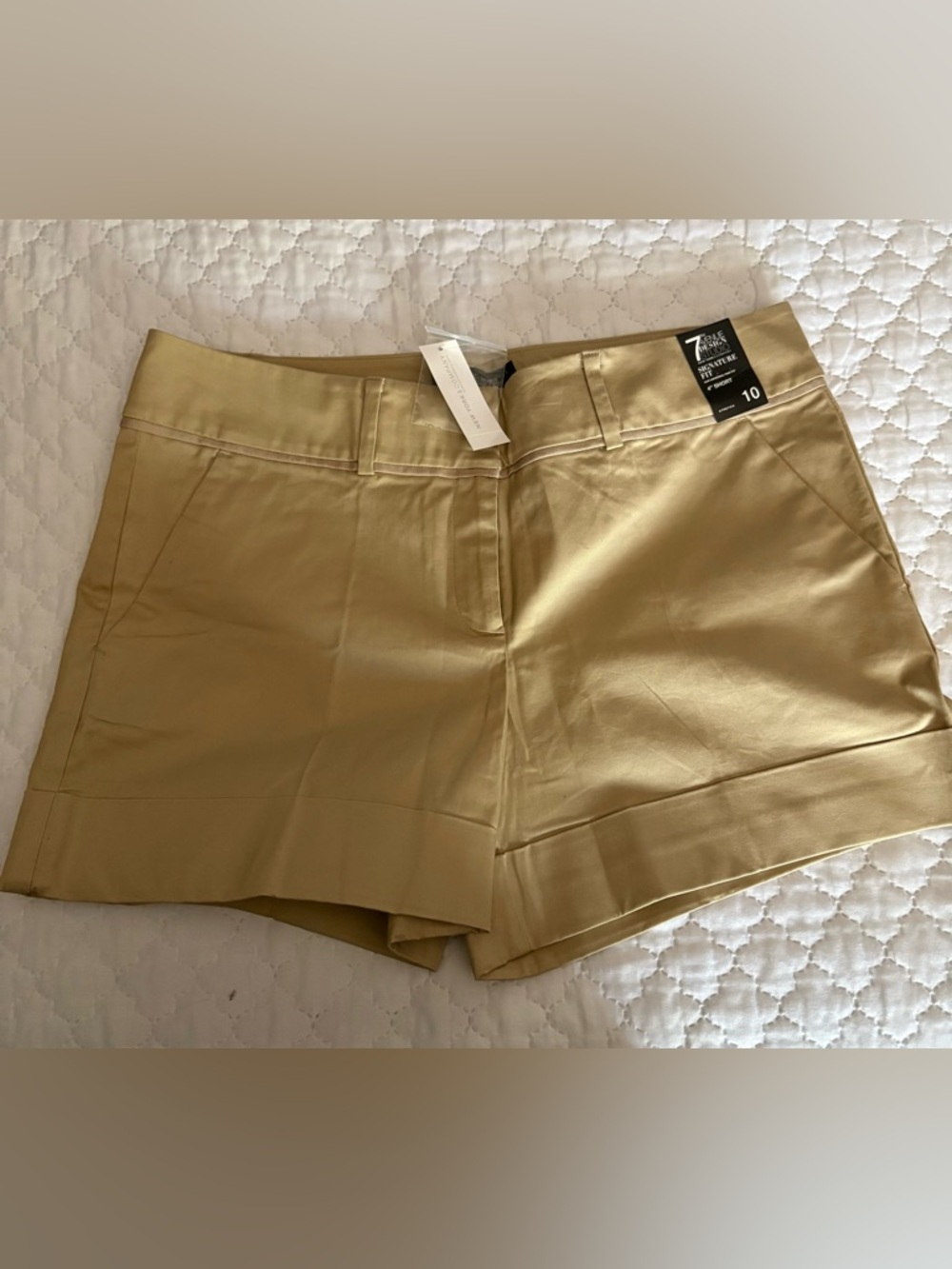 New York & Company Metallic Gold High-Rise Bermuda Shorts